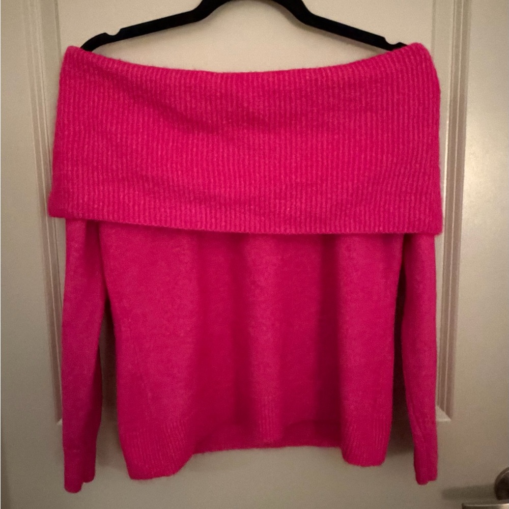 LOFT Outlet Off-Shoulder NeonPink Sweater | Size Small